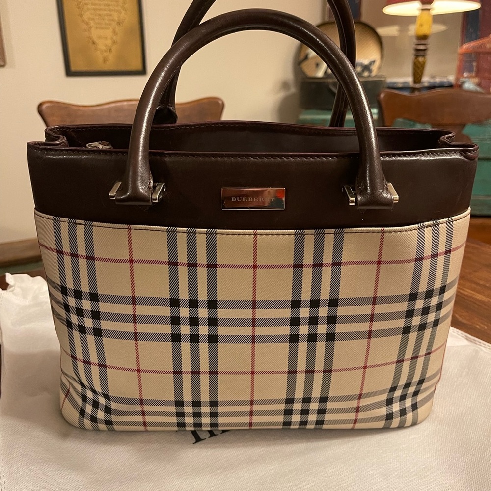 Burberry Brown House Check Canvas Handle Satchel Preowned